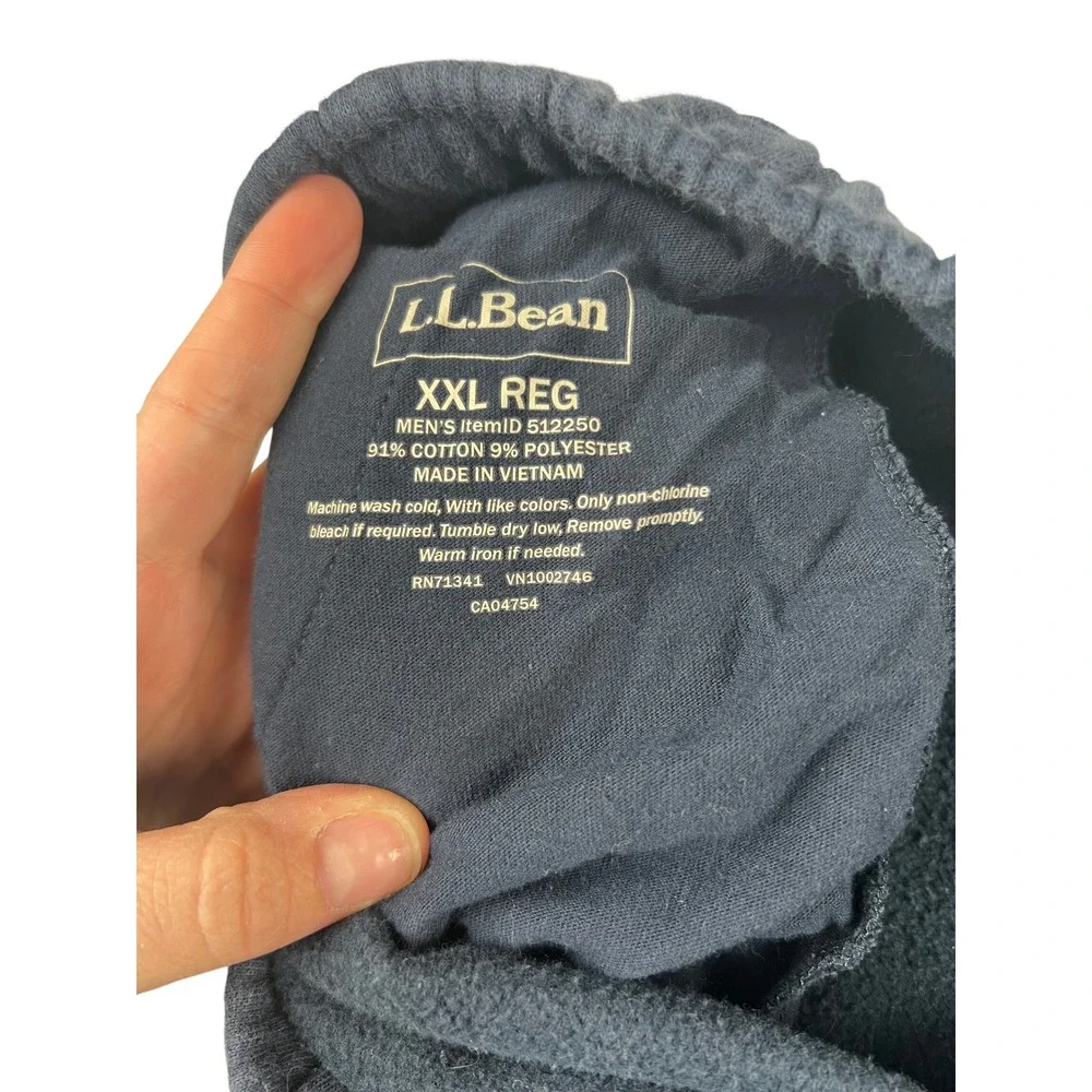 LL Bean Mens XXL Regular Navy Blue Fleece Sweatpants Joggers 512250